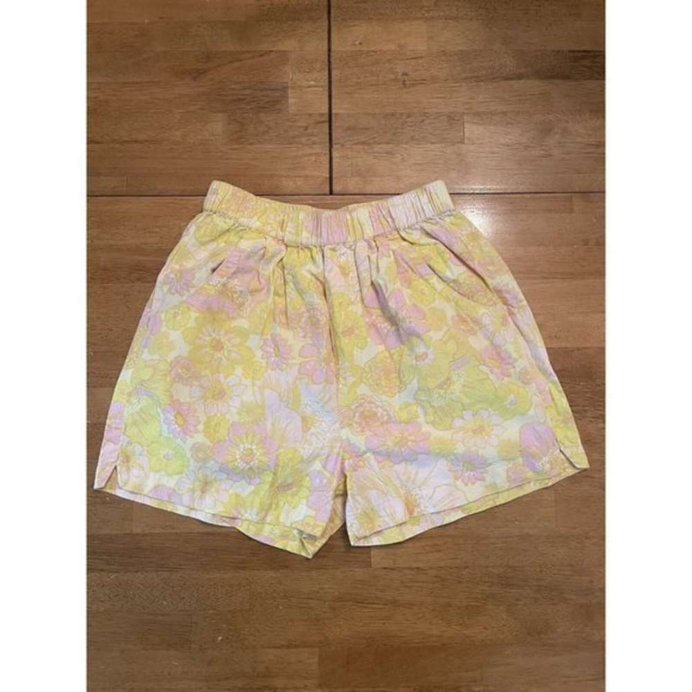 Free People Womens Palo Duro Casual Shorts Yellow Pink Floral Pocket‎ XS